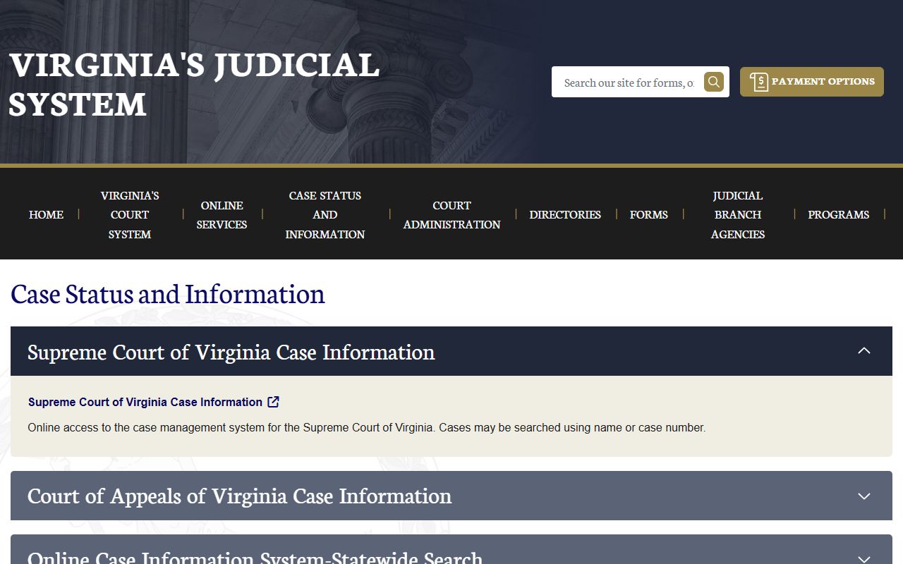 Virginia Courts case status search for Greensville County court records after arrest